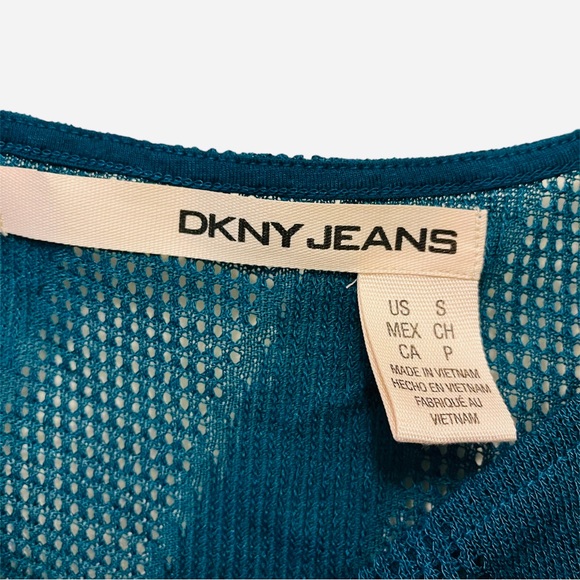 DKNY Jeans Blue Crochet Knit Mesh Sleeveless Top - Picture 3 of 4